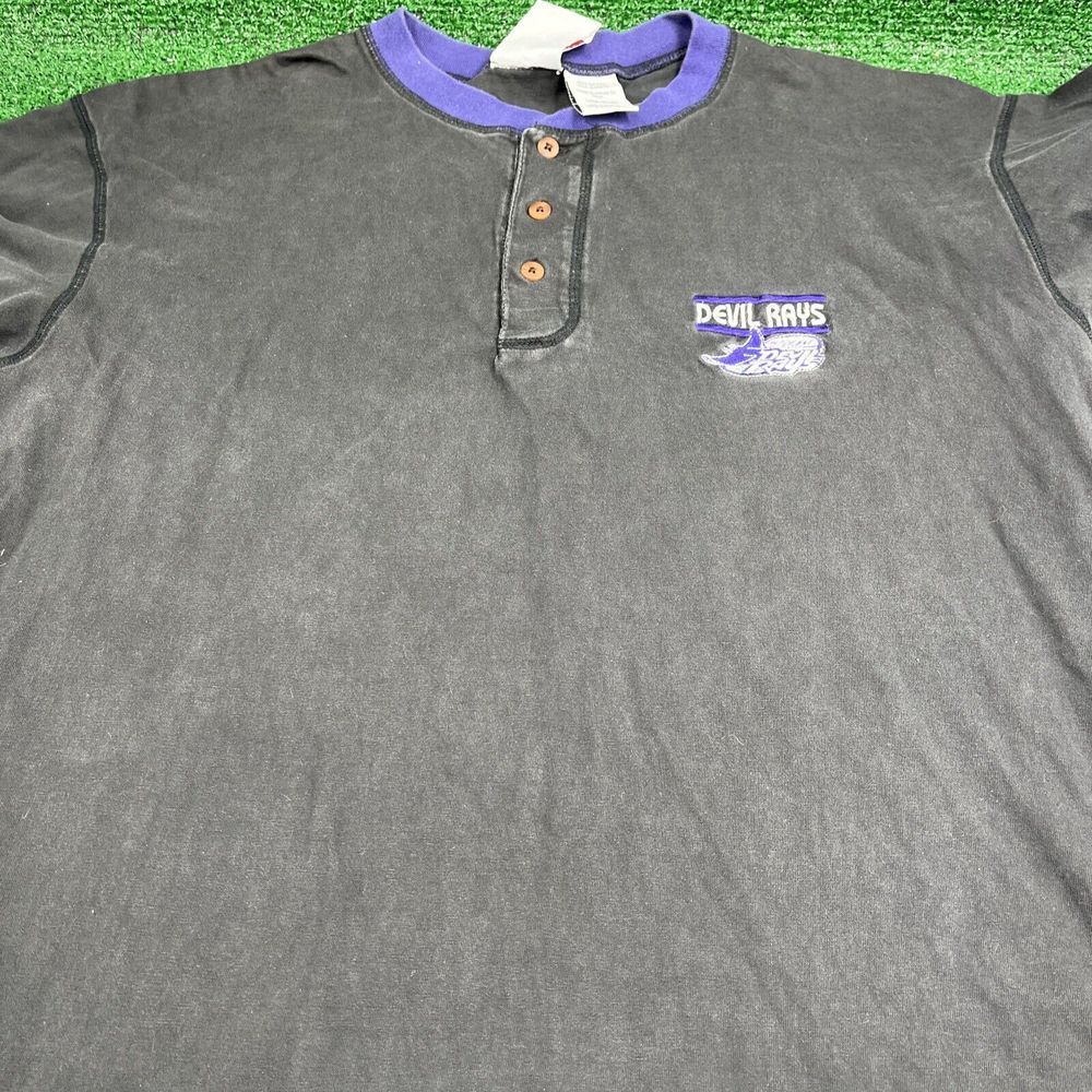 Vintage Tampa Bay Devil Rays Black Purple T-Shirt‎ Mens Size Large Pro Edge